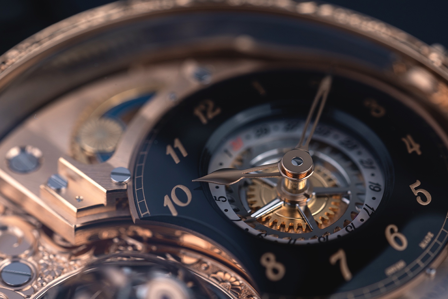 Henri Grandjean Carved Rose Gold black onyx dial